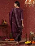 Purple Embroidered Kurta Pant Set With Dupatta