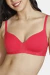 Zivame Padded Non Wired 3/4th Coverage T-Shirt Bra - Red