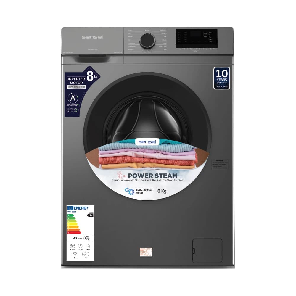 Sensei 8KG Front Load Washing Machine | 1400 RPM | 10 Years Motor Warranty