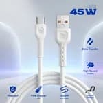 Elephu Silky Series Data Cable 1545| ( USB to Type C)| Fast charging| Pure soft Silicon Cable| 1000mm Length| Pure Copper Wire|