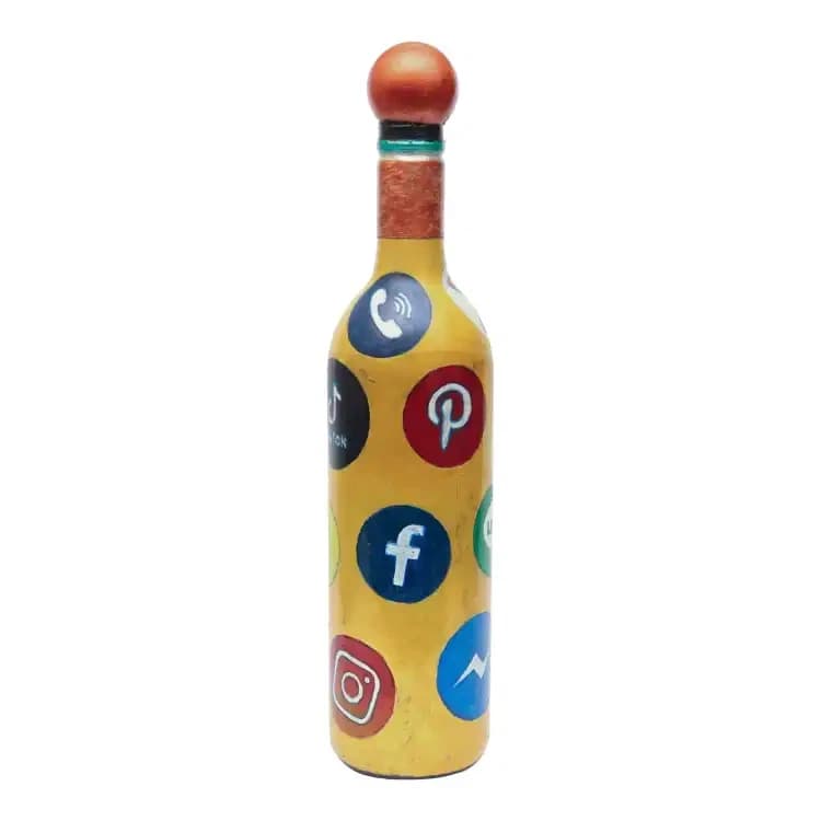 Social Media Printed Handmade Craft Bottle For Decoration