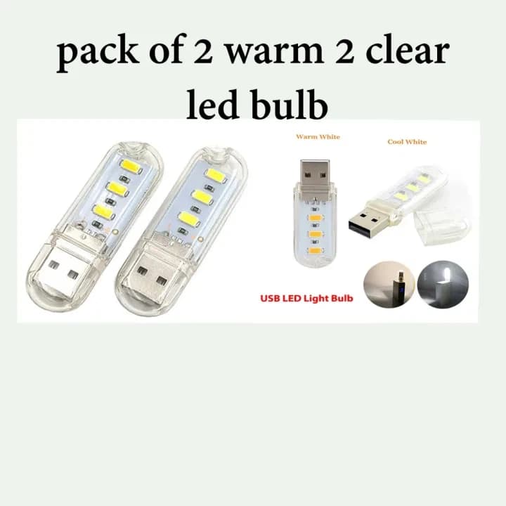 USB LED night Light Bulb Book Reading night lighting Lamp 3LEDs high power bright