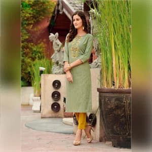 Fuloo's Matrix Premium Cotton Designer Embroidered Kurti for Women (Kurti Only) #03