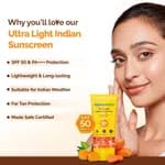 Mamaearth Ultra-Light Indian Sunscreen SPF 50 PA++++ – In-Vivo Tested (ISO 24444 & ISO 24442 Certified, CTRI/2025/07/090388) - 80g