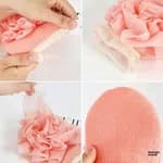 2-in-1 Bath Exfoliating Mitt Glove With Mesh Loofah Puff Body Scrubber Dead Skin Remover
