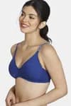 Zivame Star Strap Padded Non-Wired 3/4th Coverage T-Shirt Bra - Sodalite Blue