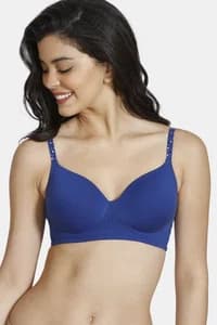 Zivame Star Strap Padded Non Wired 3/4th Coverage T-Shirt Bra-Sodalite Blue
