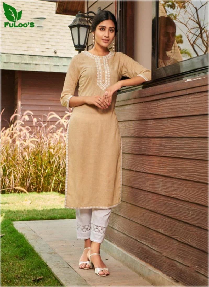 FuLoo's Pure Ziba Cotton Designer Kurti in 2 set for Women # 01