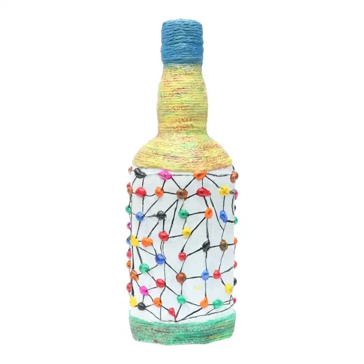 Hot Glue Bubble Hand Print Handmade Craft Bottle For Decoration