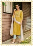 FuLooS Simi Cotton Embroidered Kurtis with Pants and Chunni #04