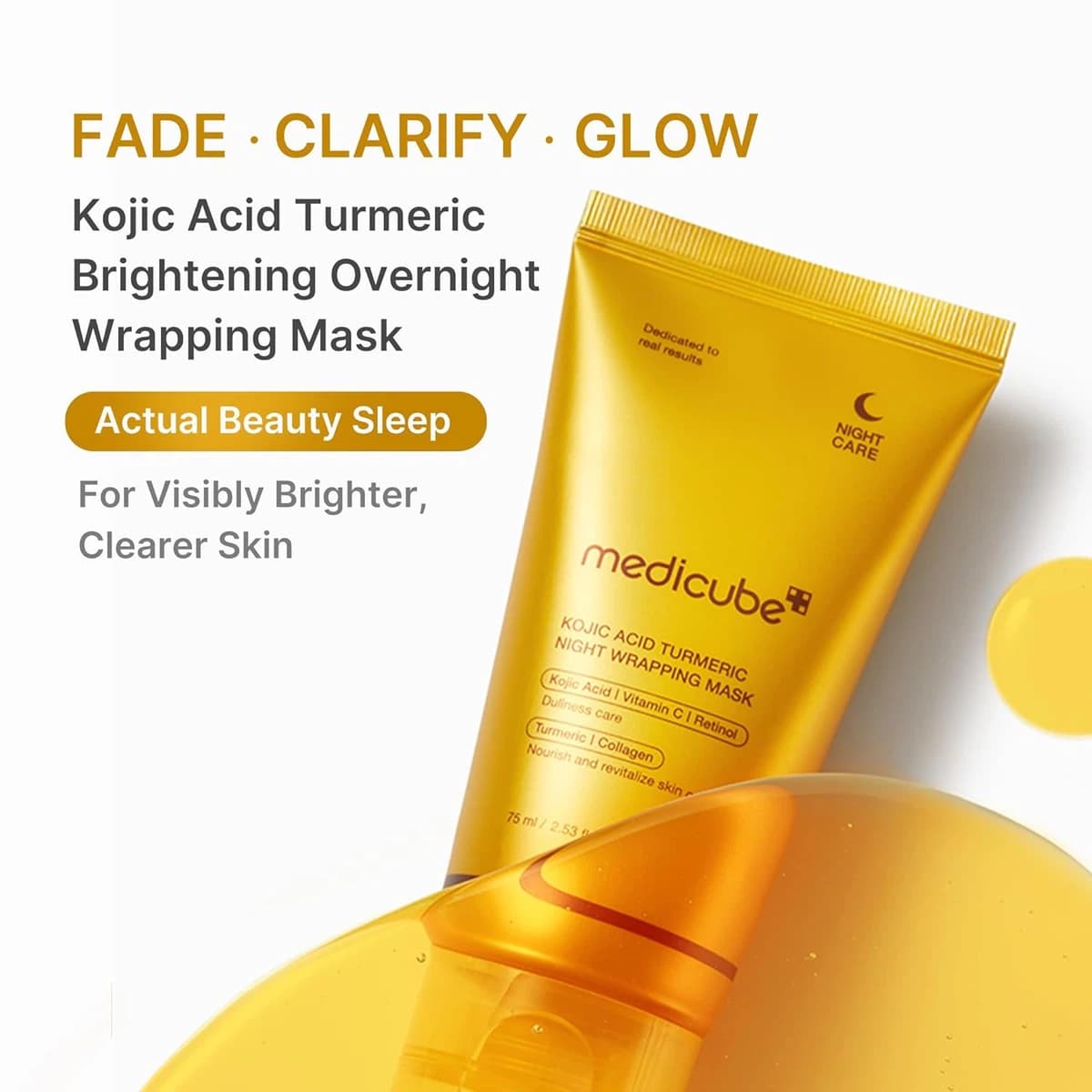 ​Medicube Kojic Acid Turmeric Night Wrapping Mask (75ml) – Brightening Overnight Face Mask for Dullness, Dark Spots & Glowing Skin