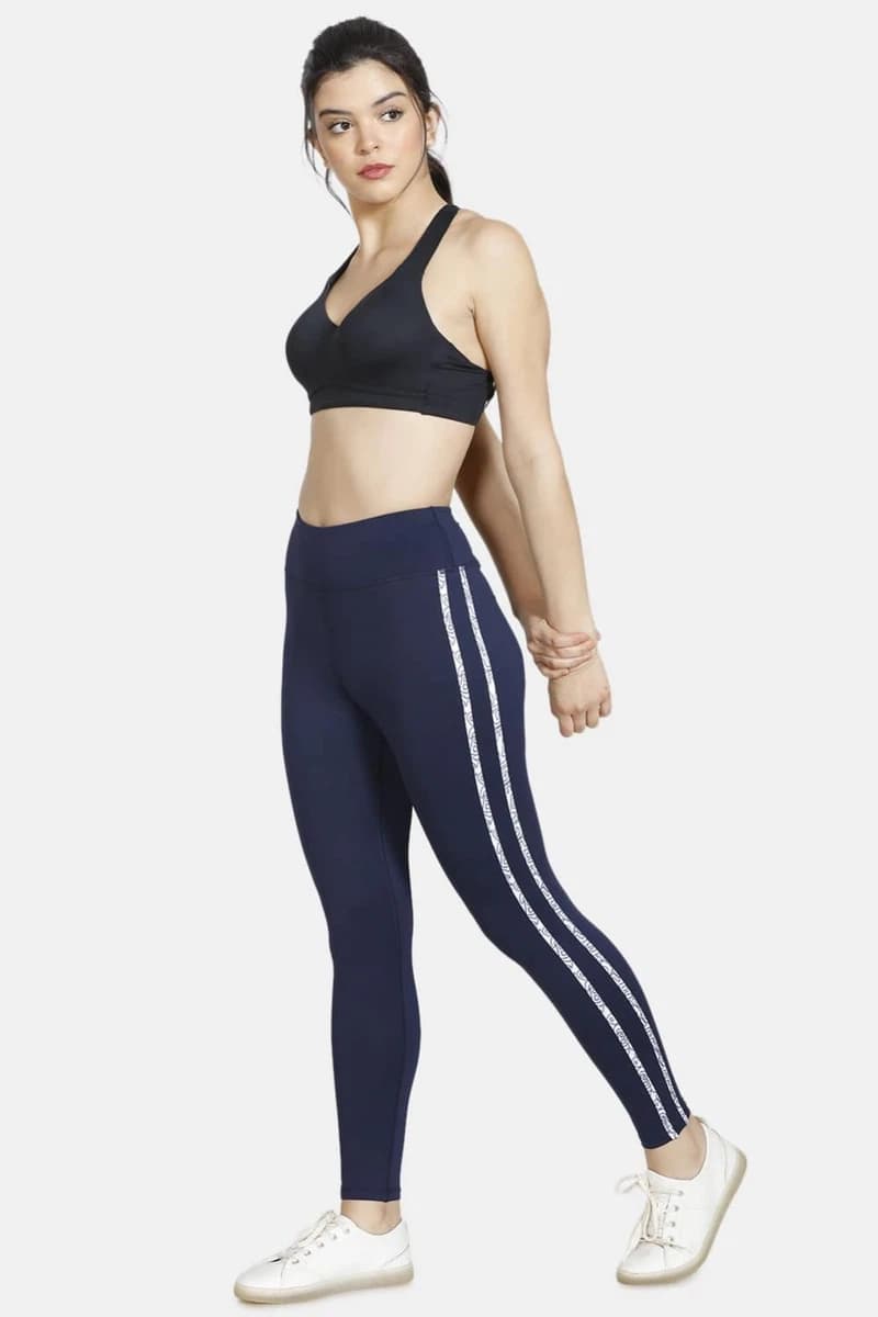Zelocity Mid Rise Nouveau Shine Legging For Women - Blue