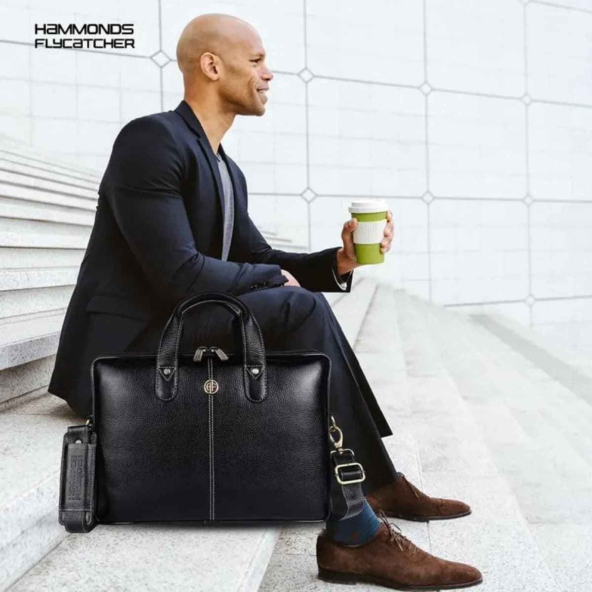 Hammonds Flycatcher Black Genuine Leather Bag For 13 inch Laptop