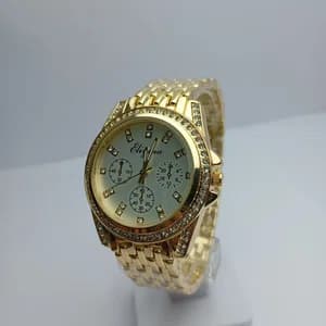 Big Size White Dial Fashionable  Round Dial Stainless Steel Waterproof Watch For Women