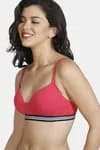 Zivame Sporty Twist Padded Non Wired 3/4th Coverage T-Shirt Bra - Teaberry