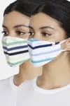 Zivame Reusable 2 Layer Printed Knit Cotton Antiviral Face Mask (Pack of 2) For Women - Navy Green Strp