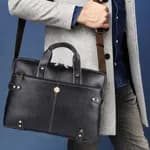 Hammonds Flycatcher Genuine Leather Laptop Bag For Men (Black)