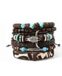 Men 6 Leather Multistrand Bracelet