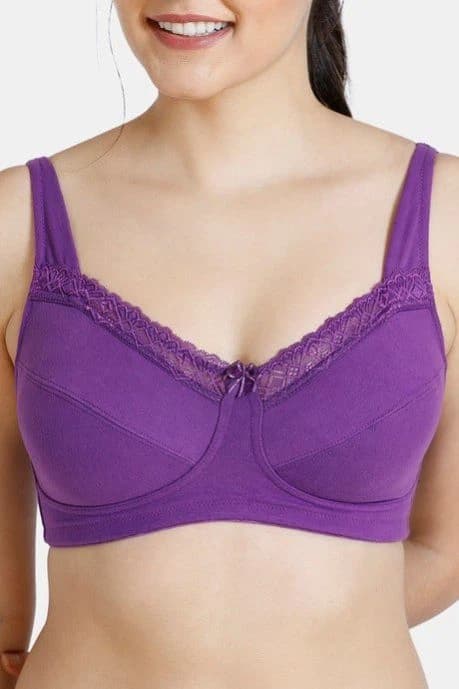 Zivame Basics Double Layered Non Wired 3/4th Coverage Bra-Purple Magic