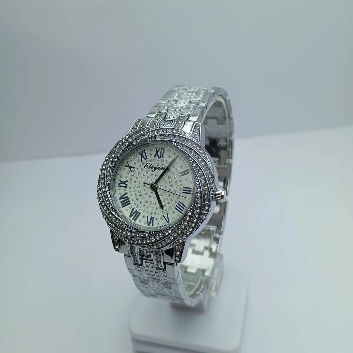 stainless steel round dial waterproof watch for women