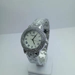 stainless steel round dial waterproof watch for women