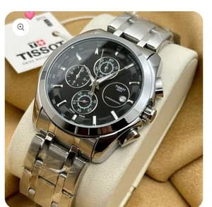 Watch For Men Silver Color Stainless Steel Dte Function Black Dial Watch For Men