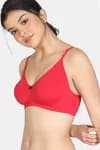 Zivame Modern Grounds Double Layered Non Wired 3/4th Coverage T-Shirt Bra - Lipstick Red