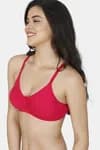 Zivame Double Layered Non Wired 3/4th Coverage Super Support Bra - Red