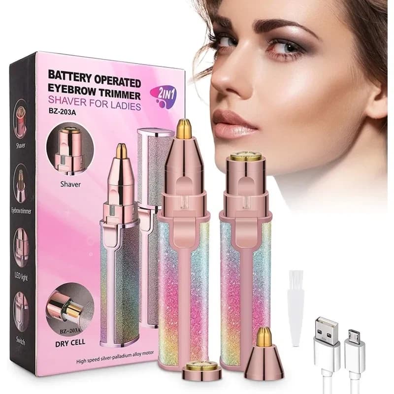 2-in-1 Precision Facial & Eyebrow Shaper – USB Rechargeable Hair Remover for Women