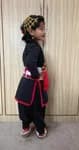 Girl Newari Traditional Dress Set 1 Dress And Jangawal suruwal Patuki With Red Boarder Muga Red Mala Silver Plated Jyapu Shikhaa Sachika For Hair Bond Gold Plated Ear Ring Makasi Gold Plated Nyapu Shikhaa Silver Plated Kale