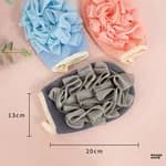 2-in-1 Bath Exfoliating Mitt Glove With Mesh Loofah Puff Body Scrubber Dead Skin Remover