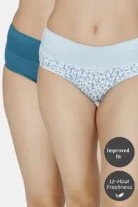 Zivame (Pack of 2) Bikini Low Rise Anti-Microbial Panty For Women - Water Blue