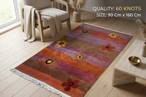 Handknotted Nepali Woolen Carpet for Your Home 60 Knots 93 Cm x 162 Cm