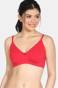 Zivame Modern Grounds Double Layered Non Wired 3/4th Coverage T-Shirt Bra - Lipstick Red