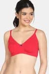 Zivame Modern Grounds Double Layered Non Wired 3/4th Coverage T-Shirt Bra - Lipstick Red