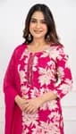 red frolar print kurti set