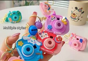 1PC Sanrio Kuromi Hello Toy Kitty Glowing Small Camera Kirby Anime Keyring Camera Keychain Toy for Girls Game Pendant