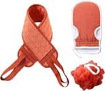 3-in-1 Body Scrubber Set Dead Skin Remover Exfoliating Bath Towel Loofah Mesh Ball Shower Gloves