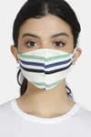 Zivame Reusable 2 Layer Printed Knit Cotton Antiviral Face Mask (Pack of 2) For Women - Navy Green Strp