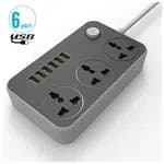 Lucky Hawk USB Port Auto Max 3.4A + 3 Anti-Static Power Socket Extension Power Cord 3 Socket Extension Boards  (2 m, With USB Port)