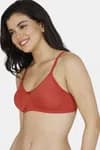 Zivame Double Layered Non Wired 3/4th Coverage Super Support Bra - Dusty Cedar