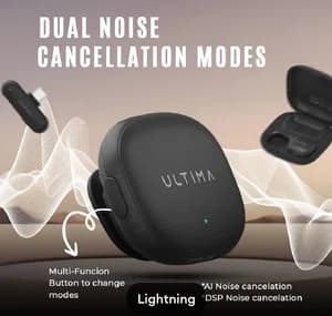 (New Launch) Ultima Clear Mic with Al NoiseCancellation | 3 Recording Modes] 50 MeterBarrier Free Recording | Type C or LightningReceiver | 360° Omnidirectional Recording | 7Hrs Transmitter Usage Time | Multi FunctionButton To Change Modes100% Authentic | Al Noise Cancellation | 360° Omnidirec
