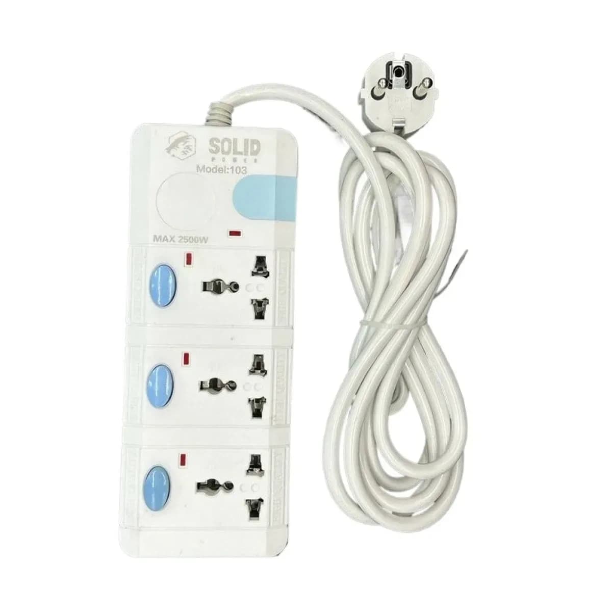Solid Power Good Quality 3 Socket Extension (Power Capacity Of 2500W max) 5 Meter
