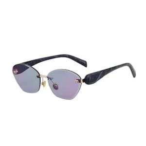 Oudi Premium UV Protected Lens Black Polycarbonate Rimless Sunglasses for Women Gold-Light Grey