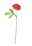 Crochet Red Rose with Leaves -PCs