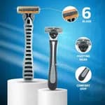 Wetell 6 Blade Razor For Men Shaving Kit - 1 Reusable Handle With 10 Replacement Cartridges Shaving Blades Pack
