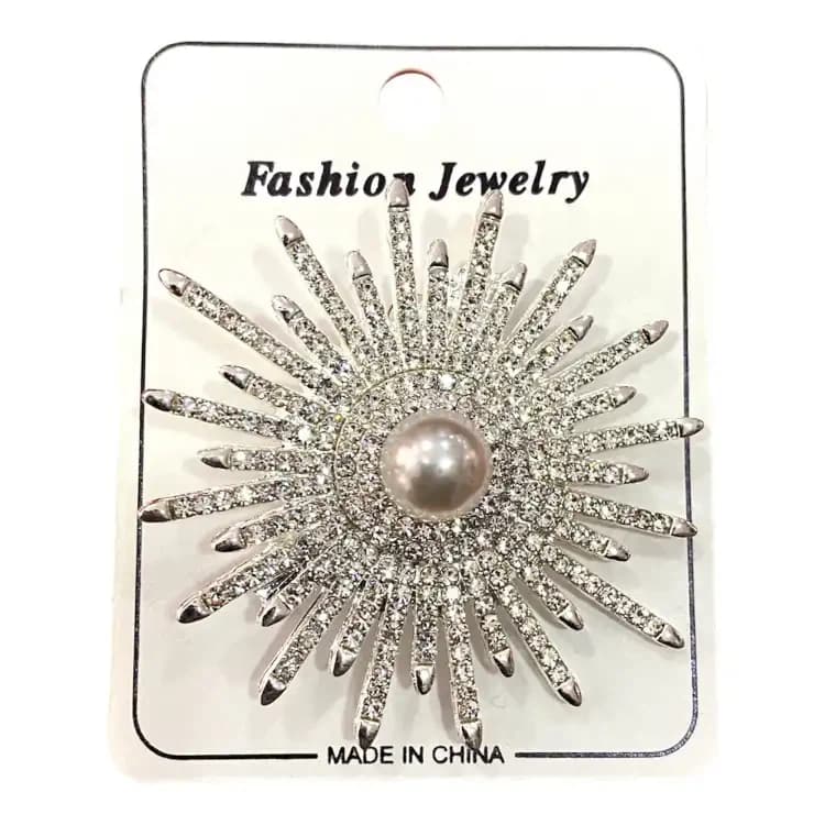 American Dimond Crystal Sun Design Brooch Pin For Saree And Coat -1 PCs