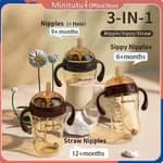 Minitutu 7.2cm Wide Neck Series Baby Feeding Bottle – 300ml PP/PPSU Anti-Colic (For 9+ month)