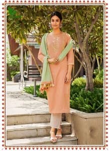 FuLooS Simi Cotton Embroidered Kurtis with Pants and Chunni #05