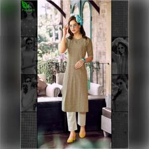 FuLoo's Theory Pure Cotton Pattern Designer Embroidered Kurti for Women #07